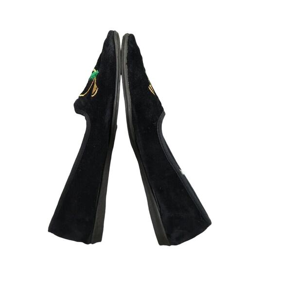 New York Lites Shoes Womens 8 Slippers Velvet Embroidered Horn Holly Black Flats - Picture 11 of 16
